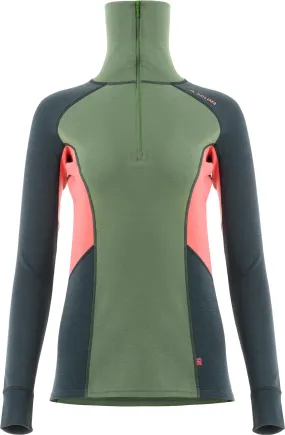 Aclima Women&#x27;s WarmWool Polo Dill/Green Gables/Spiced Coral | Buy Aclima Women&#x27;s WarmWool Polo Dill/Green Gables/Spiced Coral here | Outnorth