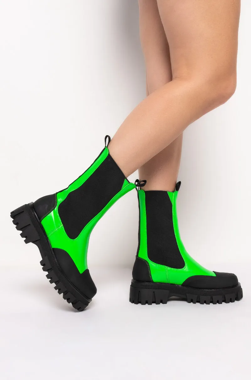 AZALEA WANG CRAZY LIKE ME FLATFORM BOOTIE IN GREEN