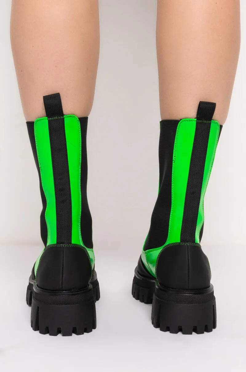 AZALEA WANG CRAZY LIKE ME FLATFORM BOOTIE IN GREEN