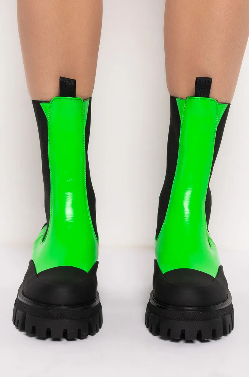 AZALEA WANG CRAZY LIKE ME FLATFORM BOOTIE IN GREEN