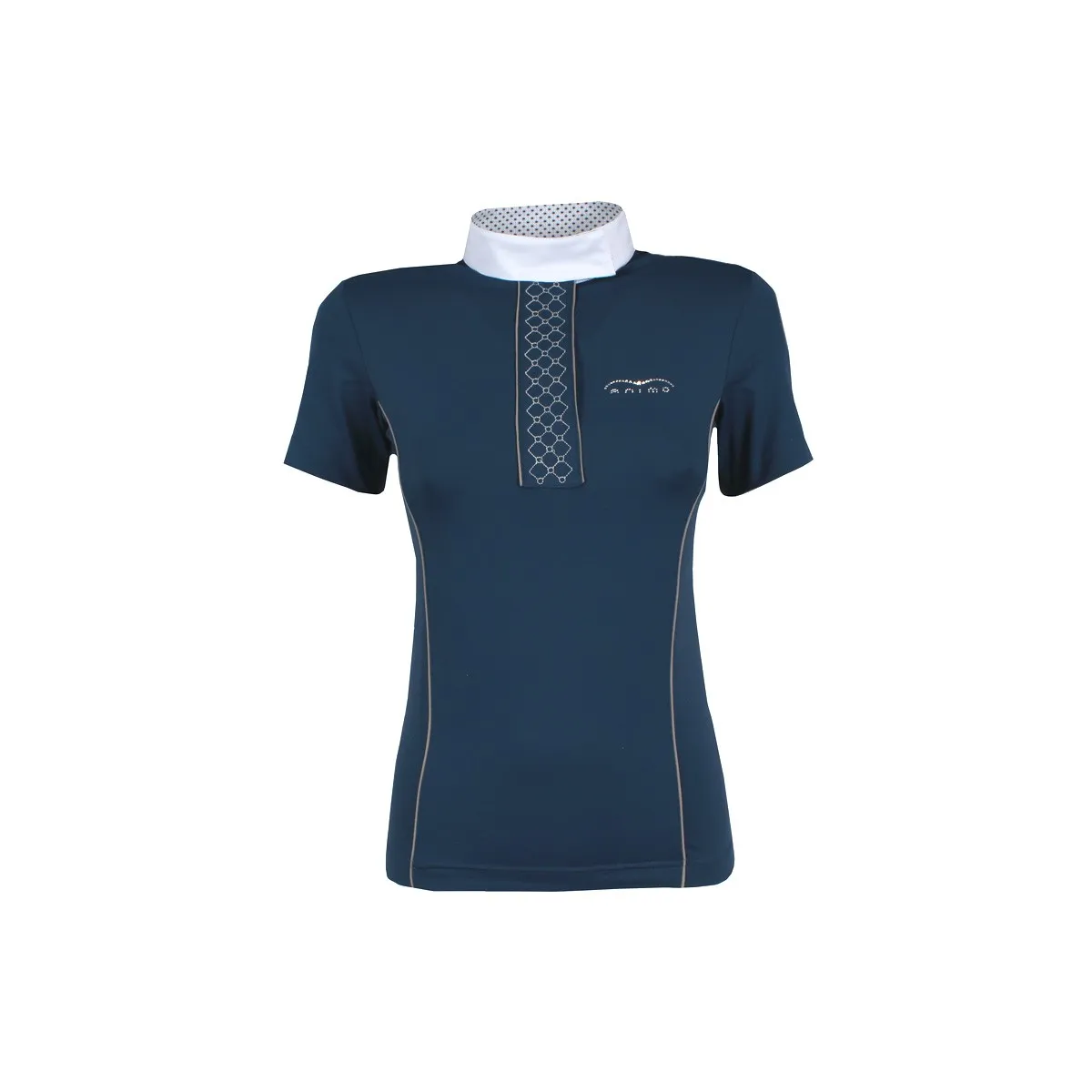 LADIES SHOW POLO SHIRT BY ANIMO. STAND UP COLLAR. SHORT SLEEVES WITH ZIP - MOD. BATTEN ANIMO - COL. BLUE AVIO