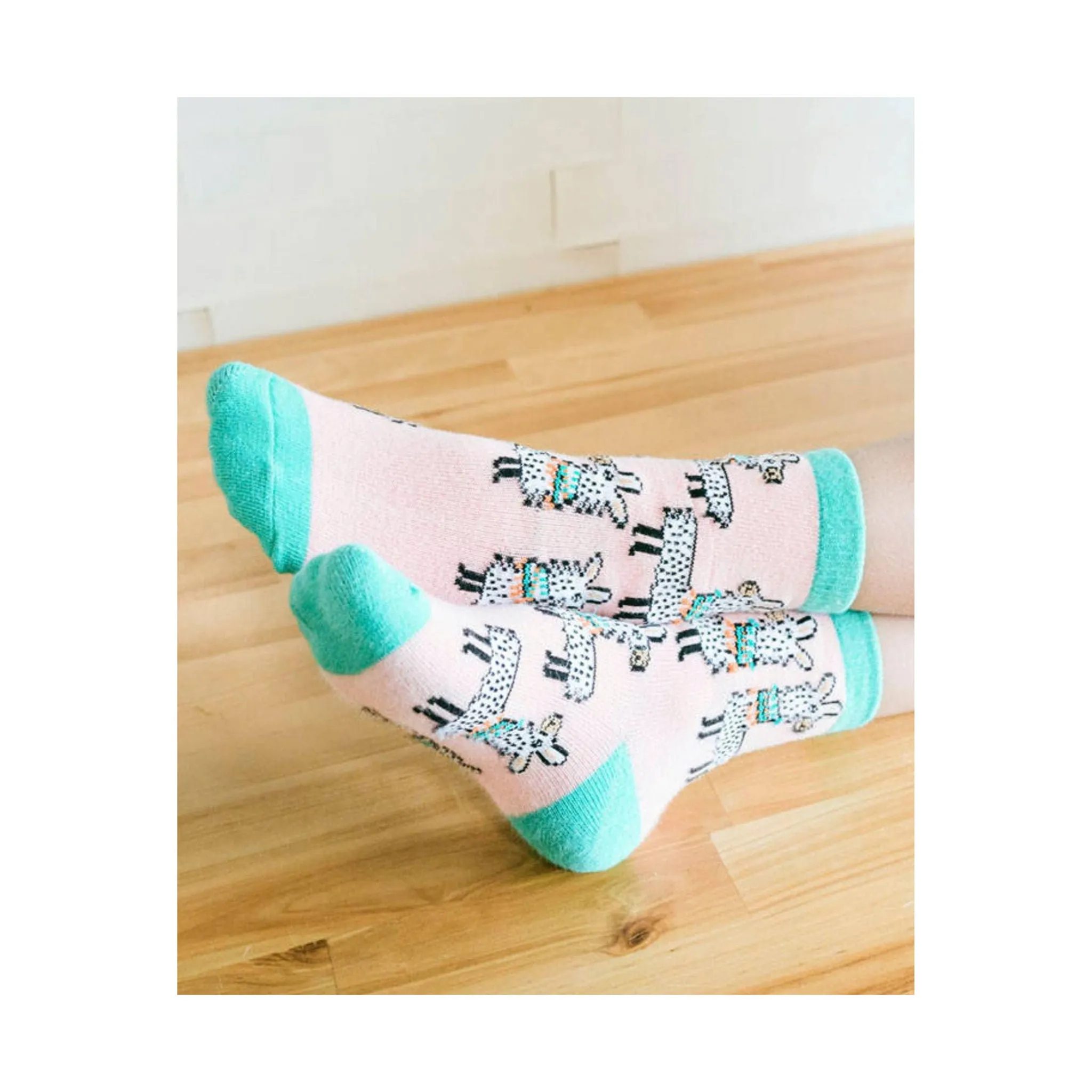 Lazy One Girls' Llama Sock - Pink