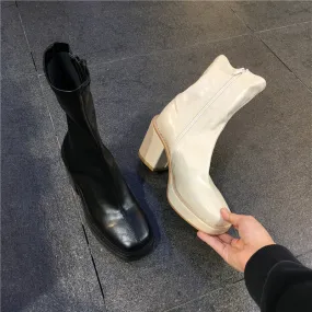 LUXE SEVEN DESIGN HEELED CHUNKY ANKLE BOOTS