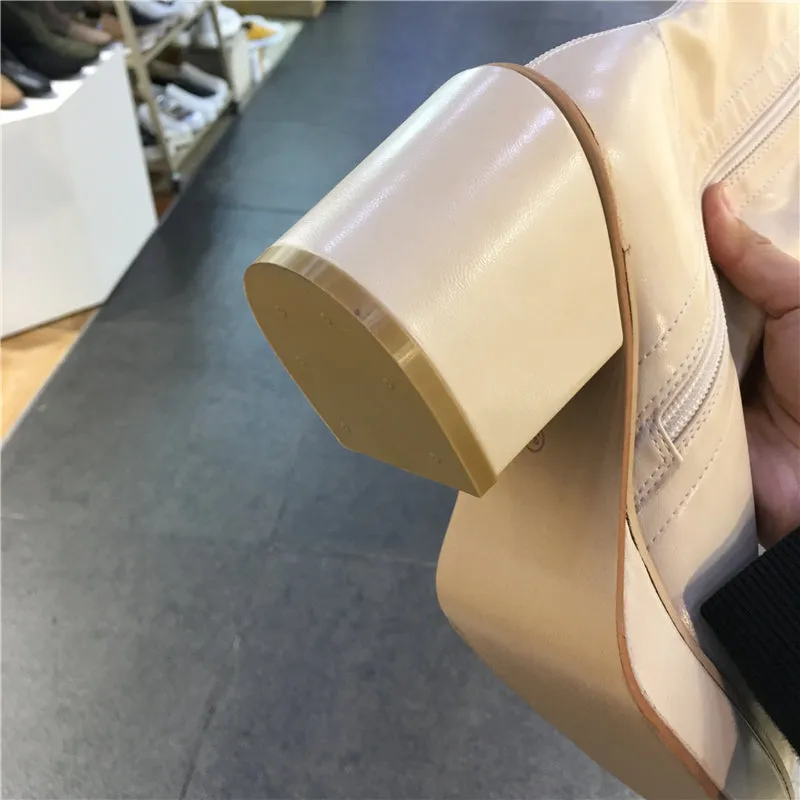 LUXE SEVEN DESIGN HEELED CHUNKY ANKLE BOOTS