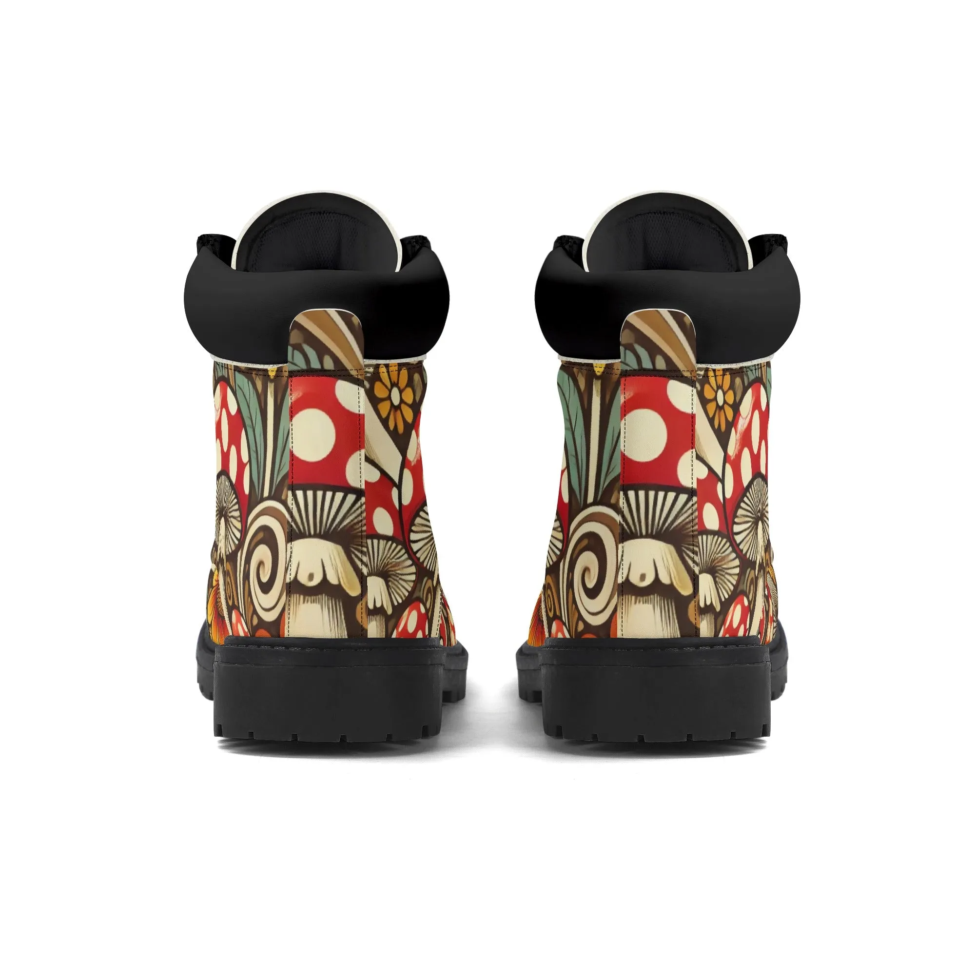 Merry Mushroom Retro 70 Flower Power Groovy Womens Black Outsole Leather All Season Boots