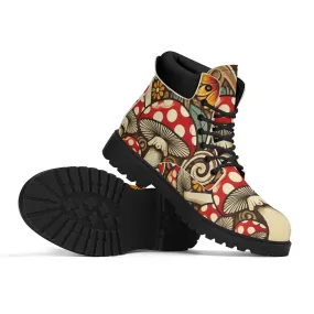 Merry Mushroom Retro 70 Flower Power Groovy Womens Black Outsole Leather All Season Boots