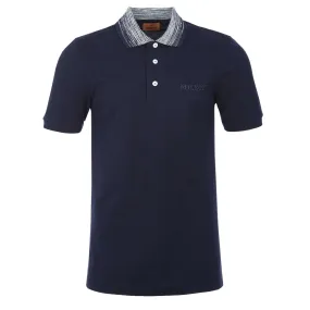 Missoni White Stripe Collar Polo Shirt in Navy