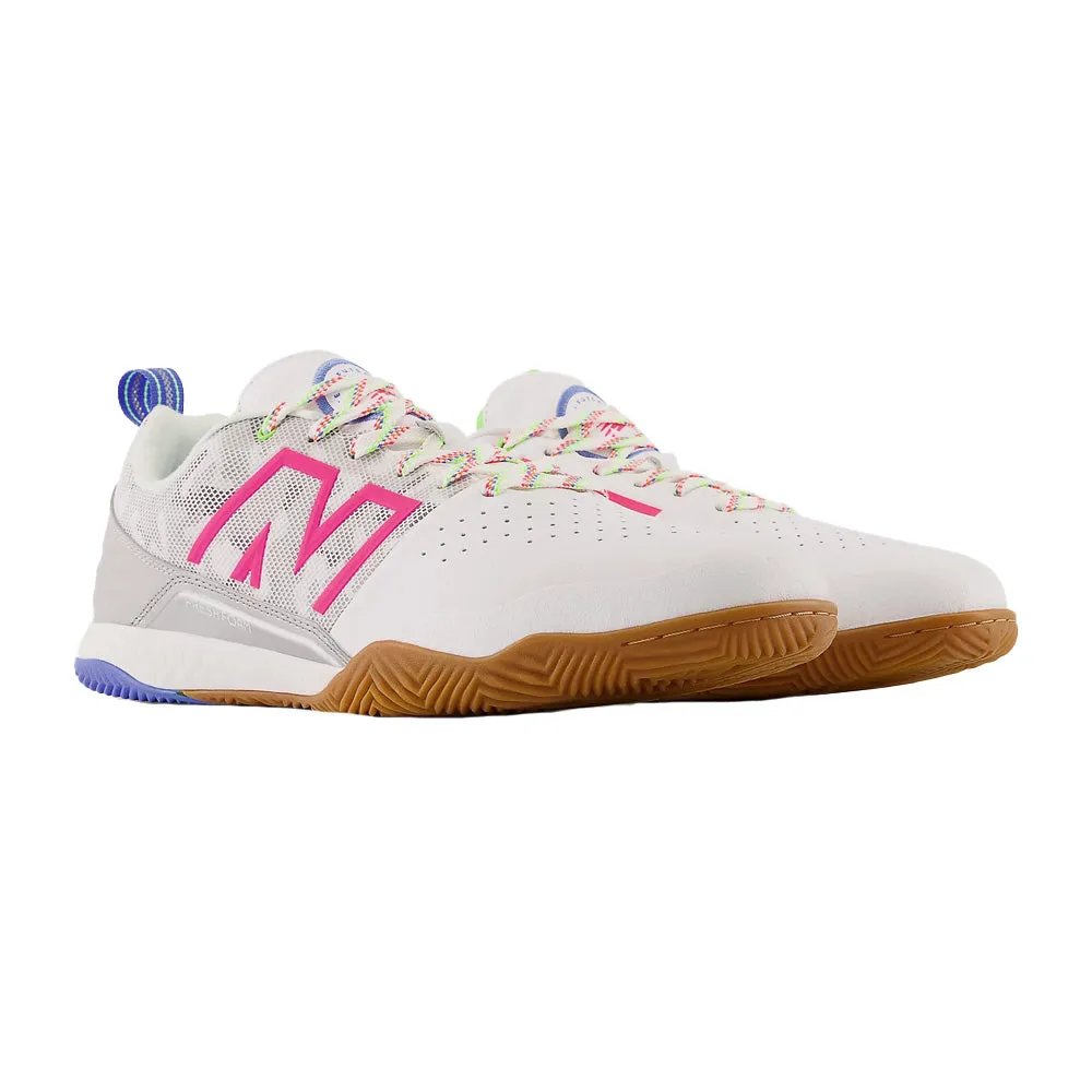 New Balance Audazo V6 Pro IN 2E - White/Pink/Blue - Enhanced Performance Indoor Football Boots