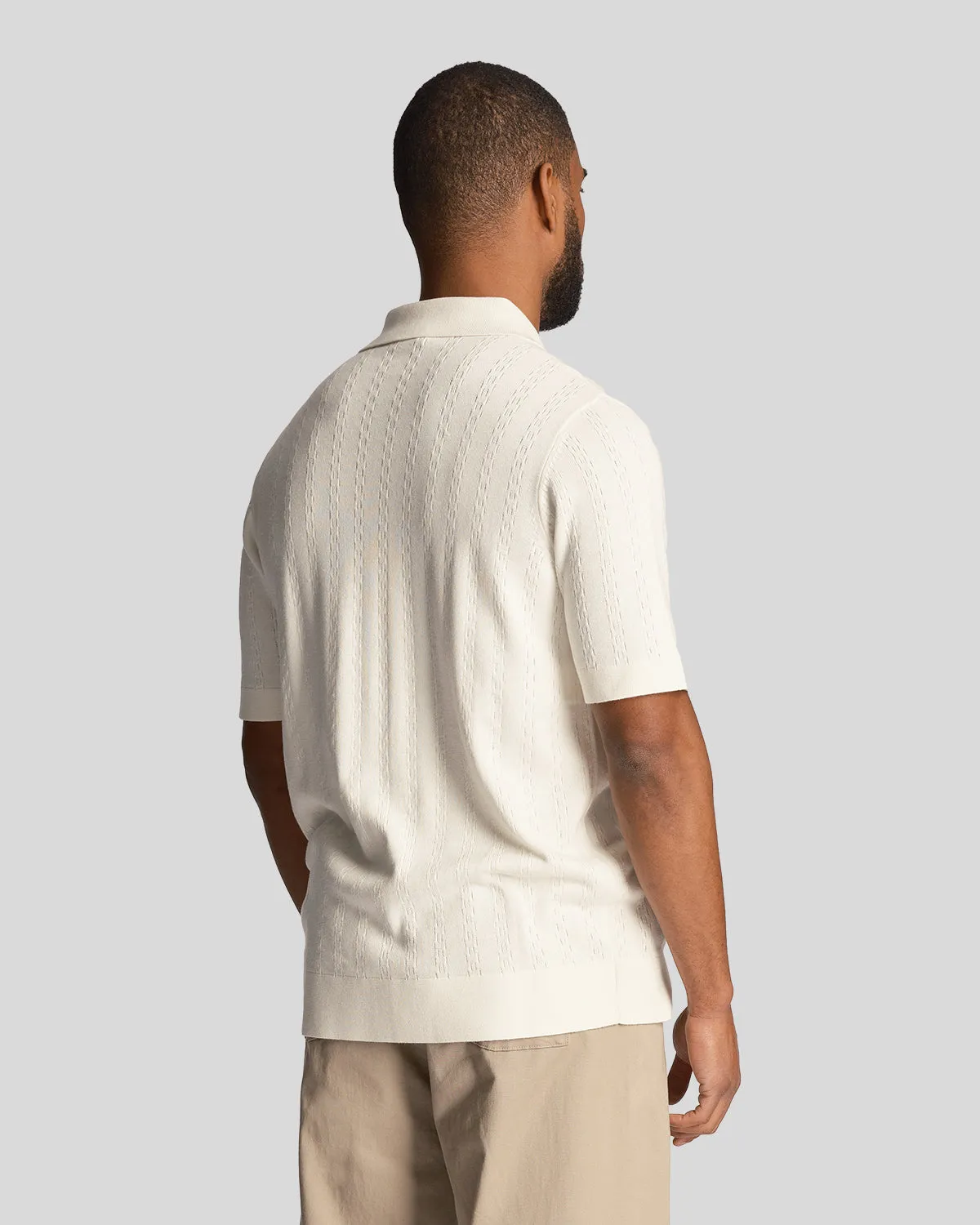 Textured Stripe Knit Polo Shirt