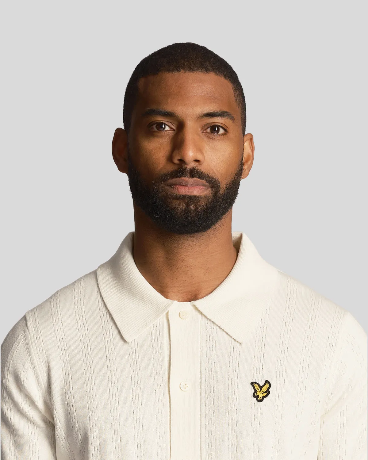 Textured Stripe Knit Polo Shirt