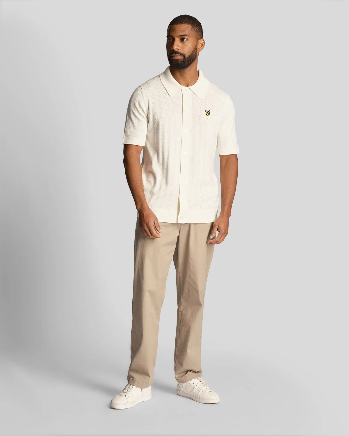 Textured Stripe Knit Polo Shirt